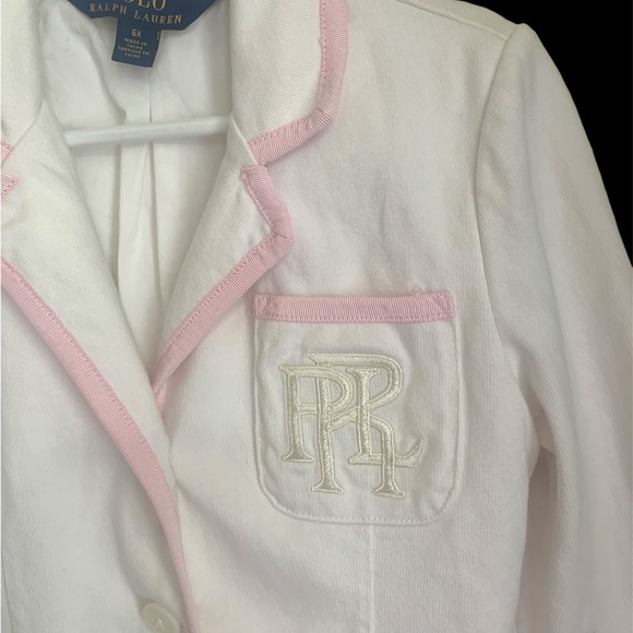 Polo Ralph Lauren Girls Blazer White& pink Size 6X - Picture 2 of 3